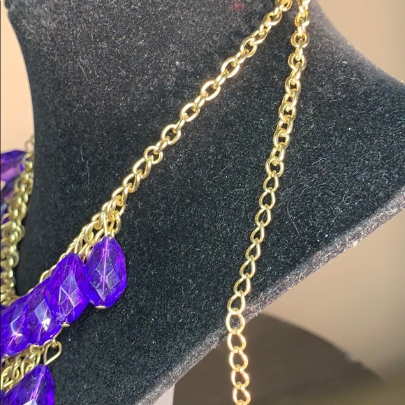 Purple Necklace with Gold Chain - Picture 5 of 8